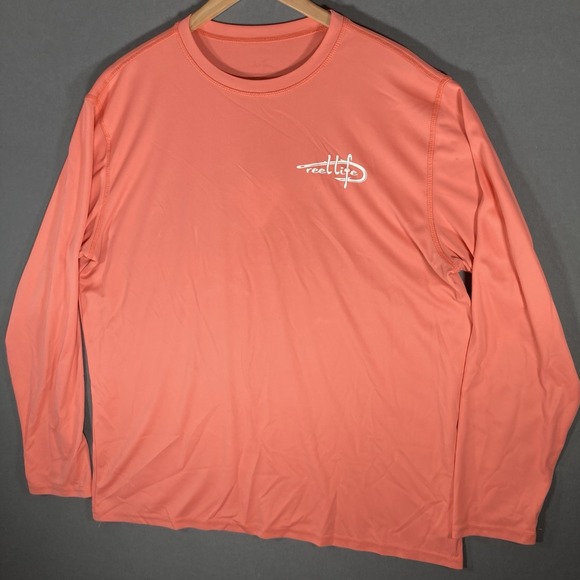Reel Life Long Sleeve Fishing Shirt Mens Size XL Pink - Picture 2 of 6